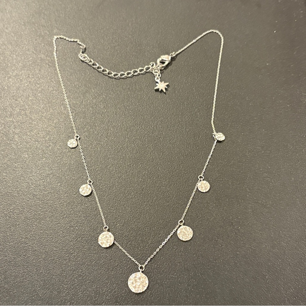 Aster Silver Disc Necklace Adjustable Length